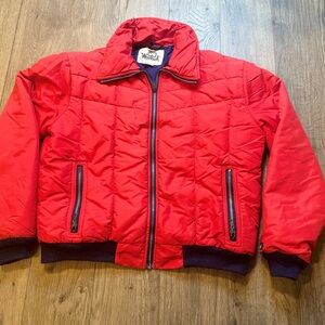 VTG Woolrich Red Quilted Bomber Jacket Mens L USA Made Nylon QUALLOFIL Puffer